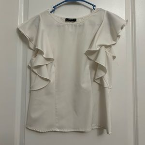 SHEIN Women’s XS White Ruffle Flutter Sleeve Top Short Sleeve